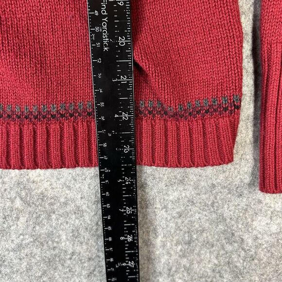Eddie Bauer Sweater Womens Medium Fair Isle Red Button Up Cardigan Angora Rabbit - Picture 6 of 8
